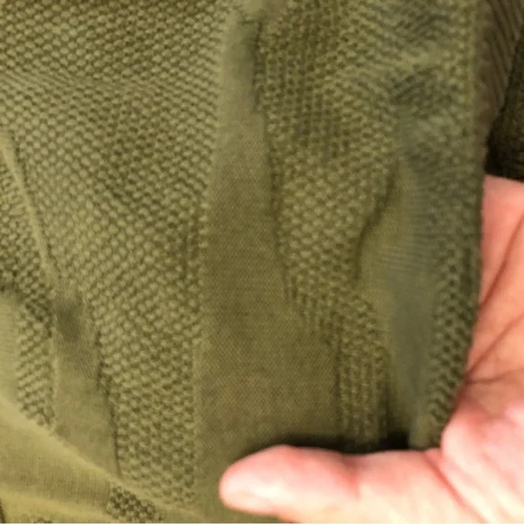 ZARA Men’s Olive Green Polo Short Sleeves Textured Knit T Shirt Size Medium. - Picture 4 of 9